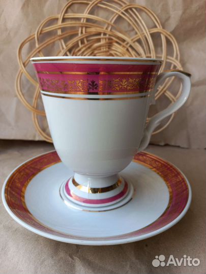 Бокал с блюдцем Дулёво новый