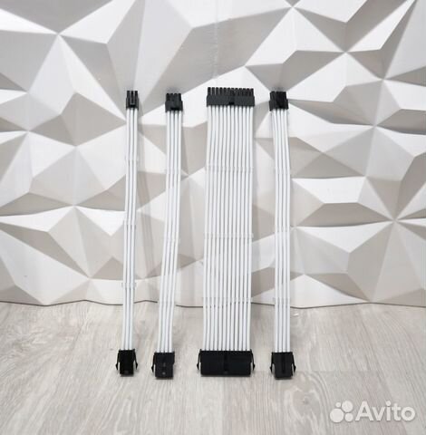 Белые кабеля для моддинга блока питания в оплетке
