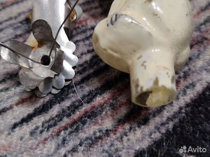 Игрушка новогодняя Заяц с барабаном СССР