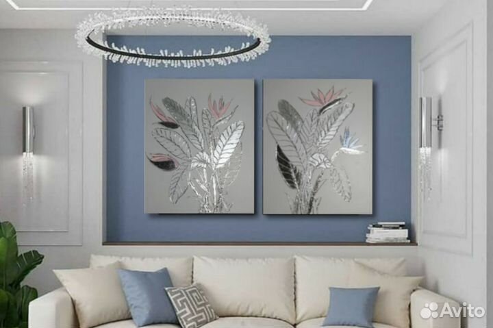 Картины интерьерные Цветы холст 2 штуки по 60х50