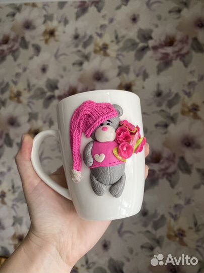 Кружка с декором из полимерной глины