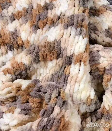Вязаный плюшевый плед на заказ