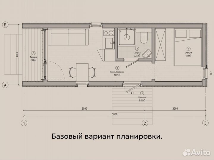 Модульный дом студия 24 м² ипотека от 6%