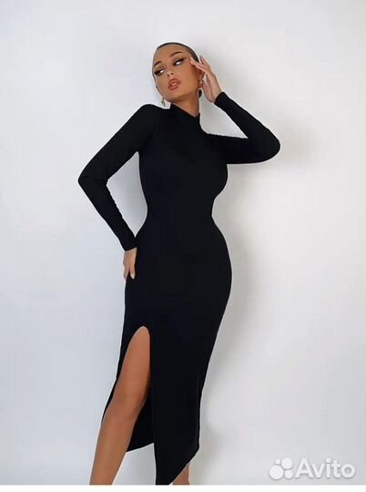 Платье трикотажное женское лапша миди