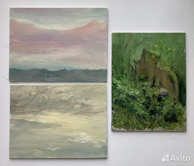 Пленэр пейзажи этюды 15*15 и 15*20см от автора