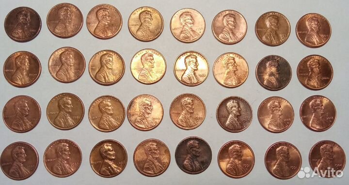 Разменные монеты США по 1 центу и 1 дайму