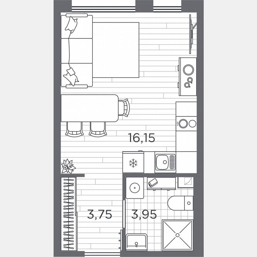 Квартира-студия, 23,9 м², 2/5 эт.