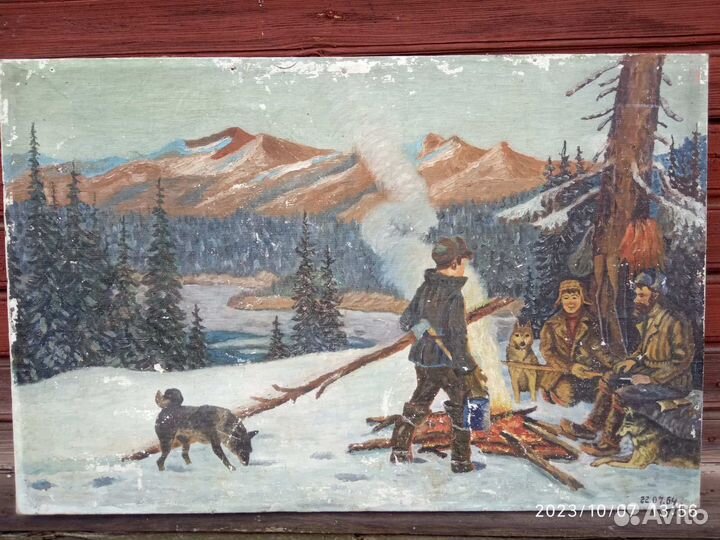 Картина «У костра» М.Сидоров1964г (масло)