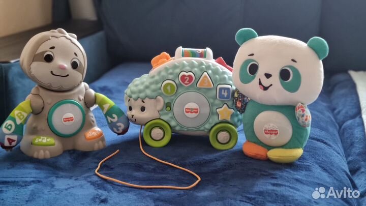 Игрушки fisher price линкималс: ленивец,ёжик,панда