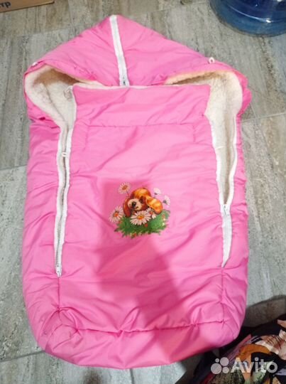 Зимний конверт в коляску на овчине