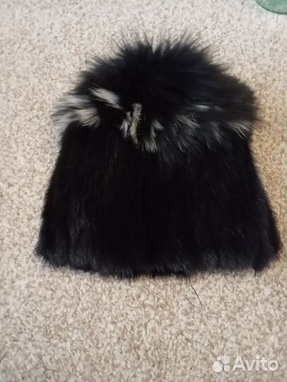 Шапка норковая вязаная