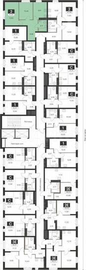 2-к. квартира, 48 м², 10/15 эт.