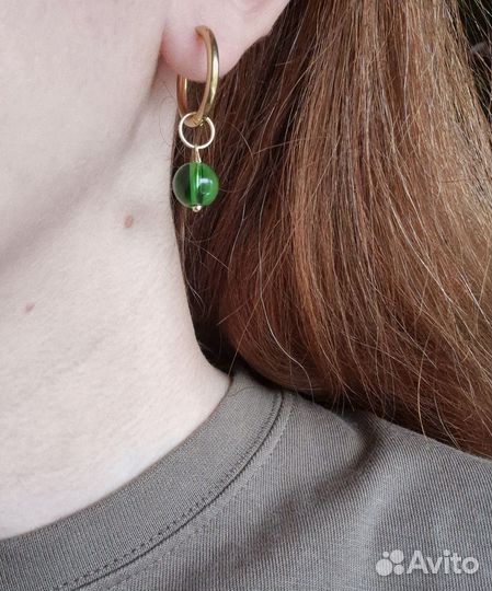 Серьги конго с подвесками из стекла