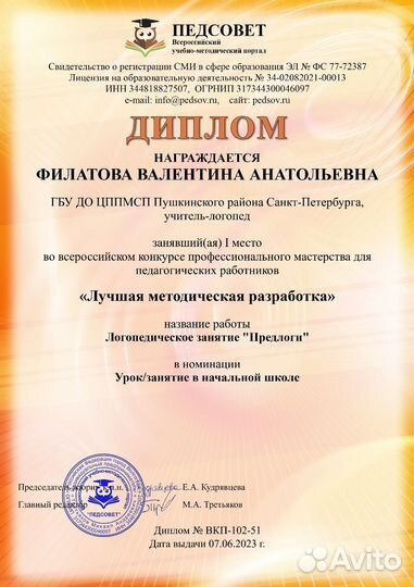 Методист, наставник учителей-логопедов в школе