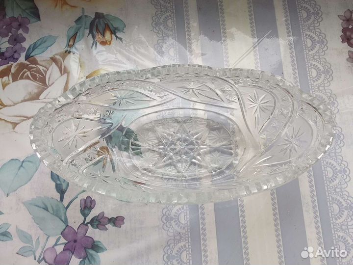 Хрустальная ваза ладья средняя