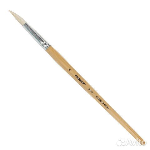 Кисть пифагор, коза, круглая, № 6, деревянная лаки