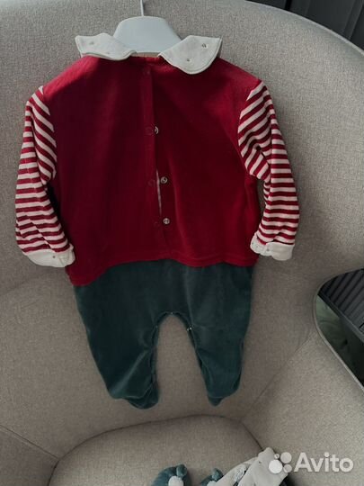 Новогодний костюм эльф Zara 74 шапочка тапочки