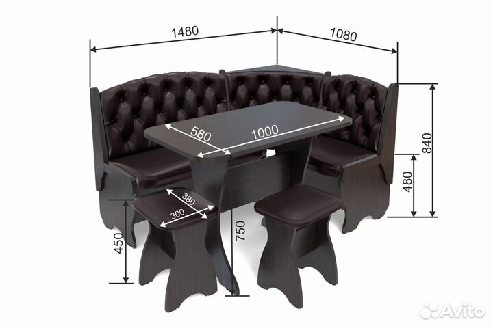 Кухонный уголок Скамья+стол+табуреты орхидея кожза