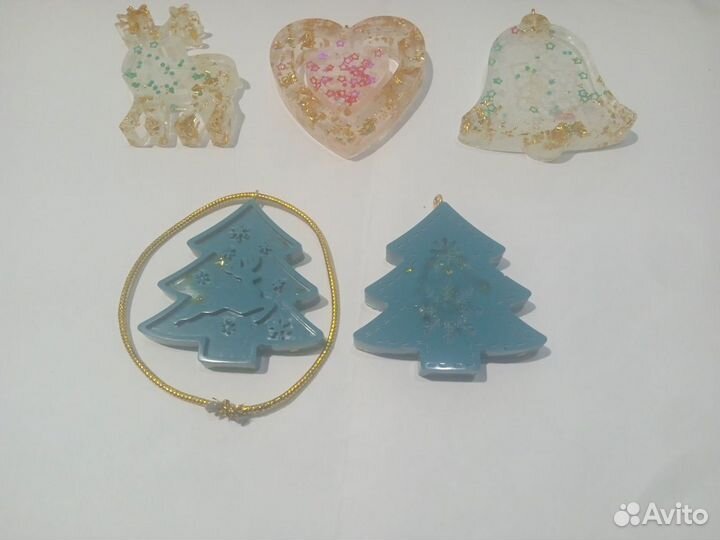 Набор ёлочных игрушек из эпоксидной смолы