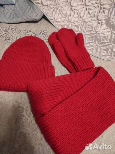 Варежки, комплект шапка, снуд, варежки