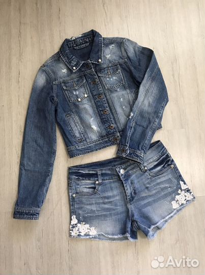 Джинсовая куртка шорты и футболка пакетом