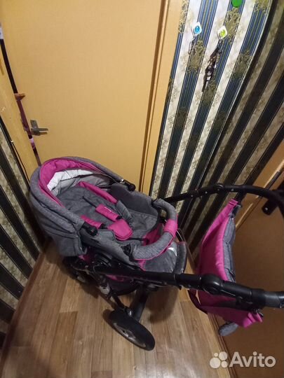 Детская коляска Riko brano 3 в 1 (Серый/розовый)