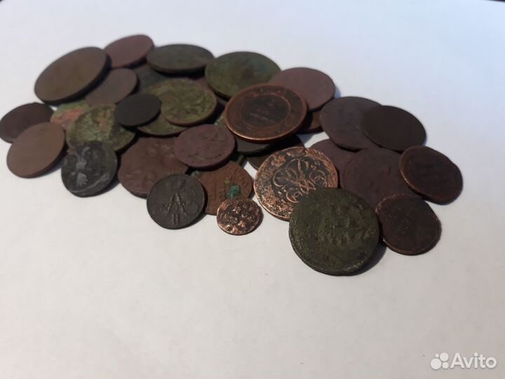 Царские оригинальные монеты на чистку, опыты 39 шт