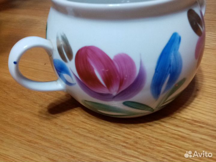 Сахарница, фарфор СССР. Винтажная. Ручная роспись