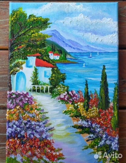 Картина пейзаж прованс маки масло