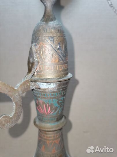 Латунный кувшин. Индия, кумган. Гусь