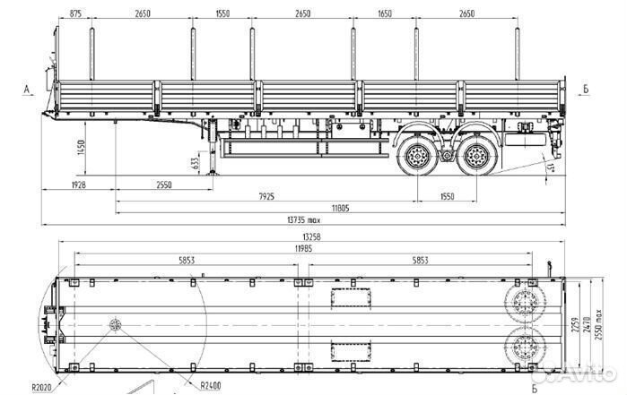 Полуприцеп бортовой Политранс ТСП 9417, 2023