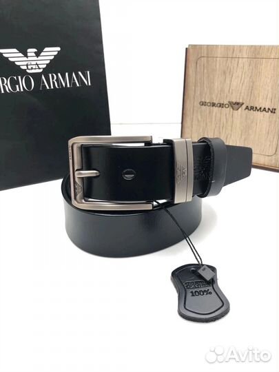 Кожаный ремень в коробке мужской Giorgio Armani