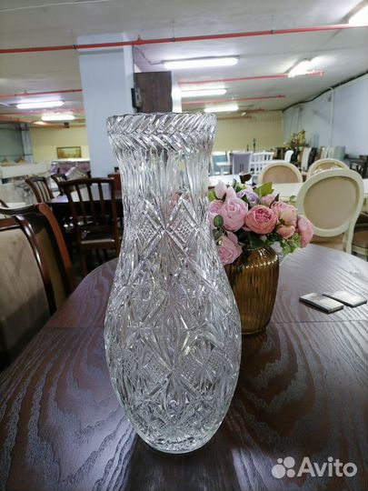Ваза цветочная хрустальная 40см, винтаж