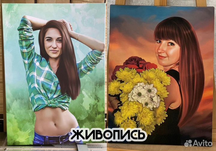 Портрет на холсте по фото на заказ Омск