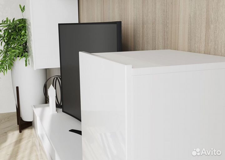 Стенка для гостиной (новая) белый глянец