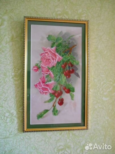 Розово-вишневый букет бисером