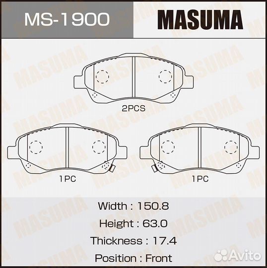 Колодки тормозные дисковые Masuma MS-1900