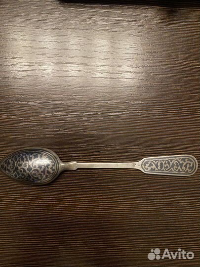 Ложка чайная кубачинское серебро 875 с позолотой