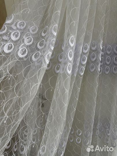 Тюль новый 5 метров вышивка по сетке