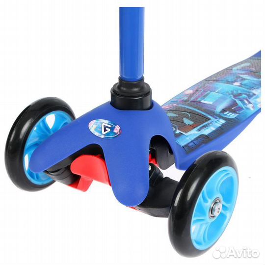 Самокат graffiti-mini print, цв. синий