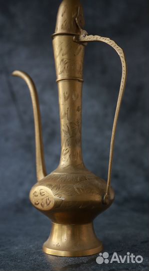 Кувшин Кумган Индия Латунь Винтаж Ручная работа