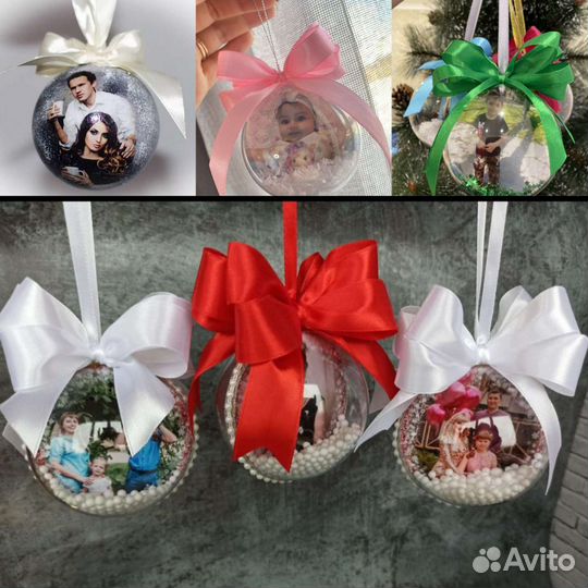 Елочный шар с фото ручной работы