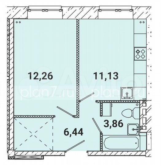 1-к. квартира, 34,8 м², 1/5 эт.