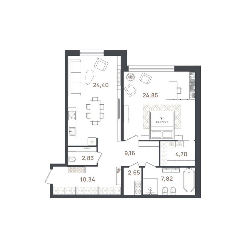 1-к. квартира, 86,8 м², 1/3 эт.