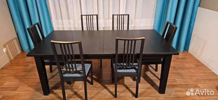 Комплект стулья + стол обеденный раздвижной IKEA