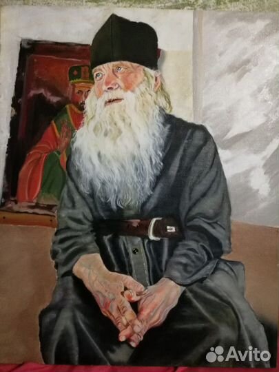 Картина маслом Любовь Успенская, Скрипачка, Старец