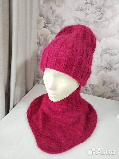 Комплект шапка и манишка из пуха норки