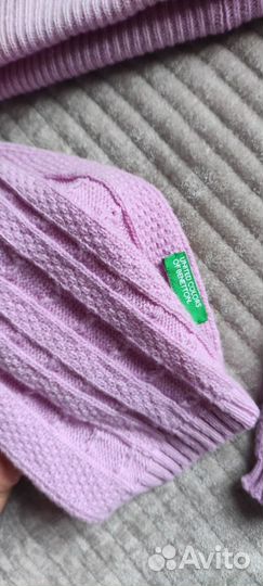 Шапка и шарф 100% Lana Wool, Benetton