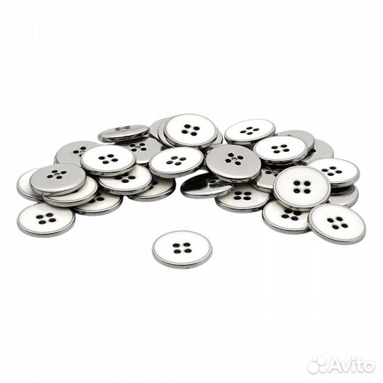 White/S белый с серебром RB z-93 Пуговица 36L (23мм), 4 прокола пластик (White/S белый с серебром)