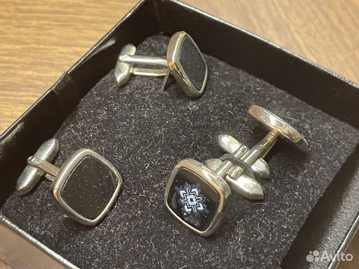Запонки мужские для рубашки черные
